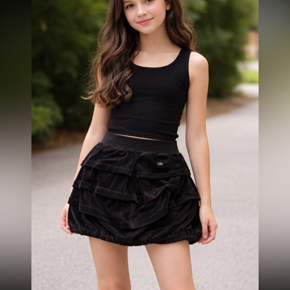 Sonia Rykiel Paris Black velour balloon skirt size 12y